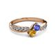 3 - Nicia Tanzanite and Citrine with Side Diamonds Bypass Ring 