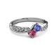3 - Nicia Tanzanite and Rhodolite Garnet with Side Diamonds Bypass Ring 