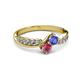 3 - Nicia Tanzanite and Rhodolite Garnet with Side Diamonds Bypass Ring 