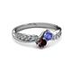 3 - Nicia Tanzanite and Red Garnet with Side Diamonds Bypass Ring 