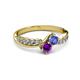 3 - Nicia Tanzanite and Amethyst with Side Diamonds Bypass Ring 