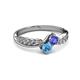 3 - Nicia Tanzanite and Blue Topaz with Side Diamonds Bypass Ring 