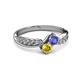 3 - Nicia Tanzanite and Yellow Sapphire with Side Diamonds Bypass Ring 