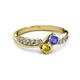 3 - Nicia Tanzanite and Yellow Sapphire with Side Diamonds Bypass Ring 