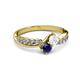 3 - Nicia White and Blue Sapphire with Side Diamonds Bypass Ring 