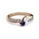 3 - Nicia White and Blue Sapphire with Side Diamonds Bypass Ring 