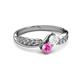 3 - Nicia White and Pink Sapphire with Side Diamonds Bypass Ring 