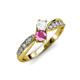 4 - Nicia White and Pink Sapphire with Side Diamonds Bypass Ring 