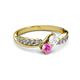 3 - Nicia White and Pink Sapphire with Side Diamonds Bypass Ring 