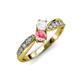 4 - Nicia White Sapphire and Pink Tourmaline with Side Diamonds Bypass Ring 