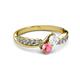 3 - Nicia White Sapphire and Pink Tourmaline with Side Diamonds Bypass Ring 
