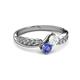 3 - Nicia White Sapphire and Tanzanite with Side Diamonds Bypass Ring 