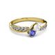 3 - Nicia White Sapphire and Tanzanite with Side Diamonds Bypass Ring 