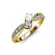 4 - Nicia White Sapphire and Diamond with Side Diamonds Bypass Ring 