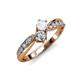 4 - Nicia White Sapphire and Diamond with Side Diamonds Bypass Ring 