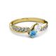 3 - Nicia White Sapphire and Blue Topaz with Side Diamonds Bypass Ring 