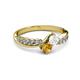 3 - Nicia White Sapphire and Citrine with Side Diamonds Bypass Ring 