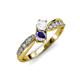 4 - Nicia White Sapphire and Iolite with Side Diamonds Bypass Ring 