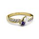 3 - Nicia White Sapphire and Iolite with Side Diamonds Bypass Ring 