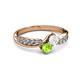 3 - Nicia White Sapphire and Peridot with Side Diamonds Bypass Ring 