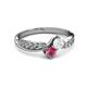 3 - Nicia White Sapphire and Rhodolite Garnet with Side Diamonds Bypass Ring 