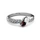 3 - Nicia White Sapphire and Red Garnet with Side Diamonds Bypass Ring 