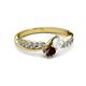 3 - Nicia White Sapphire and Red Garnet with Side Diamonds Bypass Ring 