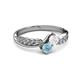 3 - Nicia White Sapphire and Aquamarine with Side Diamonds Bypass Ring 