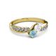 3 - Nicia White Sapphire and Aquamarine with Side Diamonds Bypass Ring 
