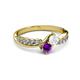 3 - Nicia White Sapphire and Amethyst with Side Diamonds Bypass Ring 