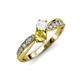 4 - Nicia White and Yellow Sapphire with Side Diamonds Bypass Ring 
