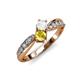 4 - Nicia White and Yellow Sapphire with Side Diamonds Bypass Ring 