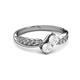 3 - Nicia White Sapphire with Side Diamonds Bypass Ring 