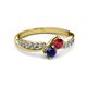 3 - Nicia Ruby and Blue Sapphire with Side Diamonds Bypass Ring 