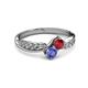 3 - Nicia Ruby and Tanzanite with Side Diamonds Bypass Ring 