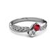 3 - Nicia Ruby and Diamond with Side Diamonds Bypass Ring 