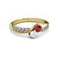 3 - Nicia Ruby and White Sapphire with Side Diamonds Bypass Ring 