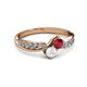 3 - Nicia Ruby and White Sapphire with Side Diamonds Bypass Ring 