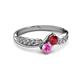 3 - Nicia Ruby and Pink Sapphire with Side Diamonds Bypass Ring 