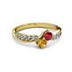 3 - Nicia Ruby and Citrine with Side Diamonds Bypass Ring 