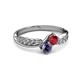 3 - Nicia Ruby and Iolite with Side Diamonds Bypass Ring 