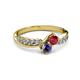 3 - Nicia Ruby and Iolite with Side Diamonds Bypass Ring 