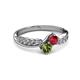 3 - Nicia Ruby and Peridot with Side Diamonds Bypass Ring 