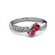 3 - Nicia Ruby and Rhodolite Garnet with Side Diamonds Bypass Ring 