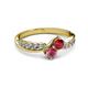 3 - Nicia Ruby and Rhodolite Garnet with Side Diamonds Bypass Ring 