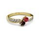 3 - Nicia Ruby and Red Garnet with Side Diamonds Bypass Ring 