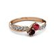 3 - Nicia Ruby and Red Garnet with Side Diamonds Bypass Ring 