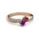3 - Nicia Ruby and Amethyst with Side Diamonds Bypass Ring 