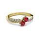 3 - Nicia Ruby with Side Diamonds Bypass Ring 