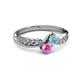 3 - Nicia Aquamarine and Pink Sapphire with Side Diamonds Bypass Ring 
